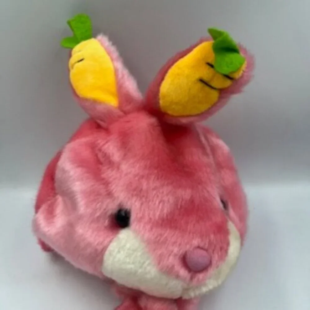 Pink Girl's Hat  Plush Fuzzy Snow beanie Bunny Ears‎ Warm  Fluffy Pom Pom Tie
